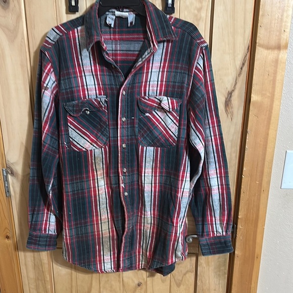 Vintage Carhartt Men's Plaid Shirt - Red, Green, and White - Picture 1 of 5